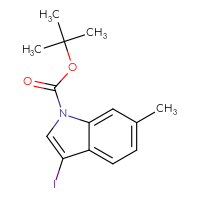 Chemical structure of tert-butyl 3-iodo-6-methyl-1H-indole-1-carboxylate - CSSB00000049519
