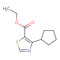 Chemical structure of ethyl 4-cyclopentyl-1,3-thiazole-5-carboxylate - CSSB00038158511