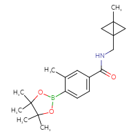 Chemical structure of 3-methyl-N-({3-methylbicyclo[1.1.0]butan-1-yl}methyl)-4-(4,4,5,5-tetramethyl-1,3,2-dioxaborolan-2-yl)benzamide - CSSB14899924454