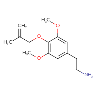 Chemical structure of 2-{3,5-dimethoxy-4-[(2-methylprop-2-en-1-yl)oxy]phenyl}ethan-1-amine (C14H21NO3) - CSCS00007813678