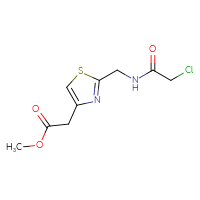 Chemical structure of methyl 2-{2-[(2-chloroacetamido)methyl]-1,3-thiazol-4-yl}acetate - CSSB02414839830