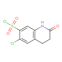 Chemical structure of 6-chloro-2-oxo-1,2,3,4-tetrahydroquinoline-7-sulfonyl chloride - CSSB00000738099