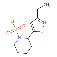 Chemical structure of 2-(3-ethyl-1,2-oxazol-5-yl)piperidine-1-sulfonyl chloride - CSSB21224771917