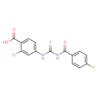 Chemical structure of 2-chloro-4-({[(4-fluorophenyl)formamido]methanethioyl}amino)benzoic acid - CSSB00121603261