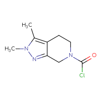 Chemical structure of 2,3-dimethyl-2H,4H,5H,6H,7H-pyrazolo[3,4-c]pyridine-6-carbonyl chloride - CSSB06628024525