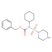 Chemical structure of benzyl N-cyclohexyl-N-(piperazine-1-sulfonyl)carbamate - CSMB03496572812