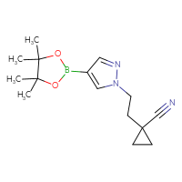 Chemical structure of 1-{2-[4-(4,4,5,5-tetramethyl-1,3,2-dioxaborolan-2-yl)-1H-pyrazol-1-yl]ethyl}cyclopropane-1-carbonitrile - CSSB06804726038