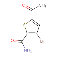 Chemical structure of 5-acetyl-3-bromothiophene-2-carboxamide - CSSB02270739918
