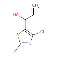 Chemical structure of 1-(4-chloro-2-iodo-1,3-thiazol-5-yl)prop-2-en-1-ol - CSSB21246425262