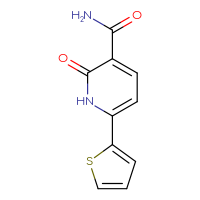 Chemical structure of 2-oxo-6-(thiophen-2-yl)-1,2-dihydropyridine-3-carboxamide - CSSB01001901374