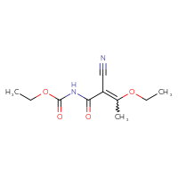 Chemical structure of ethyl N-[2-cyano-2-(1-ethoxyethylidene)acetyl]carbamate - CSSB00010156962