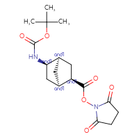 Chemical structure of rac-2,5-dioxopyrrolidin-1-yl (1R,2R,4R,5R)-5-{[(tert-butoxy)carbonyl]amino}bicyclo[2.2.1]heptane-2-carboxylate - CSSB20269989537