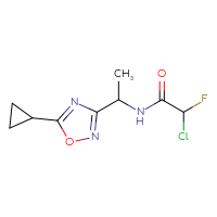 Chemical structure of 2-chloro-N-[1-(5-cyclopropyl-1,2,4-oxadiazol-3-yl)ethyl]-2-fluoroacetamide - CSSB21332101862