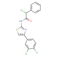 Chemical structure of 2-chloro-N-[4-(3,4-dichlorophenyl)-1,3-thiazol-2-yl]-2-phenylacetamide - CSSB00000680796