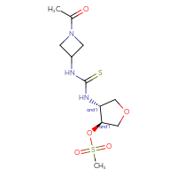 Chemical structure of rac-(3R,4S)-4-{[(1-acetylazetidin-3-yl)carbamothioyl]amino}oxolan-3-yl methanesulfonate - CSSB21432495608