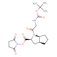 Chemical structure of 2,5-dioxopyrrolidin-1-yl (2S,3aS,6aS)-1-(2-{[(tert-butoxy)carbonyl]amino}acetyl)-octahydrocyclopenta[b]pyrrole-2-carboxylate - CSSB20270230177