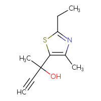 Chemical structure of 2-(2-ethyl-4-methyl-1,3-thiazol-5-yl)but-3-yn-2-ol - CSSB06443344728