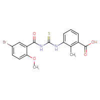 Chemical structure of 3-({[(5-bromo-2-methoxyphenyl)formamido]methanethioyl}amino)-2-methylbenzoic acid - CSSB00102605715
