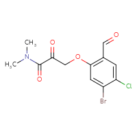 Chemical structure of 3-(5-bromo-4-chloro-2-formylphenoxy)-N,N-dimethyl-2-oxopropanamide - CSSB21332865991