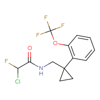 Chemical structure of 2-chloro-2-fluoro-N-({1-[2-(trifluoromethoxy)phenyl]cyclopropyl}methyl)acetamide - CSSB21332070152