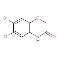 Chemical structure of 7-bromo-6-chloro-3,4-dihydro-2H-1,4-benzoxazin-3-one - CSSB00000765467