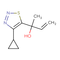 Chemical structure of 2-(4-cyclopropyl-1,2,3-thiadiazol-5-yl)but-3-en-2-ol - CSSB21246270533