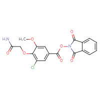 Chemical structure of 1,3-dioxo-2,3-dihydro-1H-isoindol-2-yl 4-(carbamoylmethoxy)-3-chloro-5-methoxybenzoate - CSSB00133016819