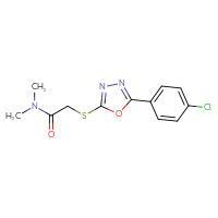 Chemical structure of 2-{[5-(4-chlorophenyl)-1,3,4-oxadiazol-2-yl]sulfanyl}-N,N-dimethylacetamide - CSSB00104331067