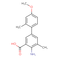 Chemical structure of 4-amino-4'-methoxy-2',5-dimethyl-[1,1'-biphenyl]-3-carboxylic acid - CSSB21531606789