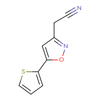 Chemical structure of 2-[5-(thiophen-2-yl)-1,2-oxazol-3-yl]acetonitrile - CSSB02516686593