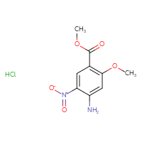Chemical structure of methyl 4-amino-2-methoxy-5-nitrobenzoate hydrochloride - CSSB20963524267