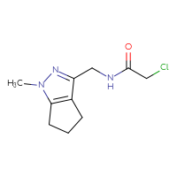 Chemical structure of 2-chloro-N-({1-methyl-1H,4H,5H,6H-cyclopenta[c]pyrazol-3-yl}methyl)acetamide - CSSB03554582379