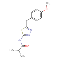 Chemical structure of N-{5-[(4-methoxyphenyl)methyl]-1,3,4-thiadiazol-2-yl}-2-methylpropanamide - CSSB00121651077