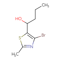 Chemical structure of 1-(4-bromo-2-methyl-1,3-thiazol-5-yl)butan-1-ol - CSSB20636250789