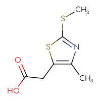 Chemical structure of 2-[4-methyl-2-(methylsulfanyl)-1,3-thiazol-5-yl]acetic acid - CSSB00000235376