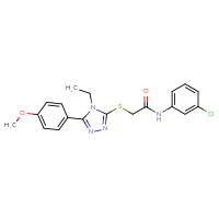 Chemical structure of N-(3-chlorophenyl)-2-{[4-ethyl-5-(4-methoxyphenyl)-4H-1,2,4-triazol-3-yl]sulfanyl}acetamide - CSSB00121700365