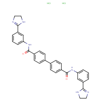 Chemical structure of N4,N4'-bis[3-(4,5-dihydro-1H-imidazol-2-yl)phenyl]-[1,1'-biphenyl]-4,4'-dicarboxamide dihydrochloride - CSSB02495325010