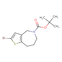 Chemical structure of tert-butyl 2-bromo-4H,5H,6H,7H,8H-thieno[3,2-c]azepine-5-carboxylate - CSSB00103146483