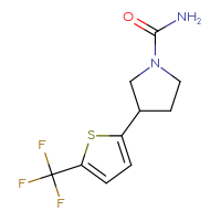 Chemical structure of 3-[5-(trifluoromethyl)thiophen-2-yl]pyrrolidine-1-carboxamide - CSSB21432557464