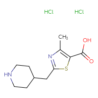 Chemical structure of 4-methyl-2-[(piperidin-4-yl)methyl]-1,3-thiazole-5-carboxylic acid dihydrochloride - CSSB00116210201