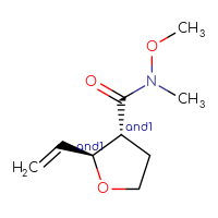 Chemical structure of rac-(2R,3S)-2-ethenyl-N-methoxy-N-methyloxolane-3-carboxamide - CSSB09888552384