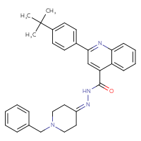 Chemical structure of N'-(1-benzylpiperidin-4-ylidene)-2-(4-tert-butylphenyl)quinoline-4-carbohydrazide - CSSB00121666806
