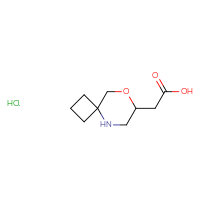 Chemical structure of 2-{8-oxa-5-azaspiro[3.5]nonan-7-yl}acetic acid hydrochloride - CSSS00116210315
