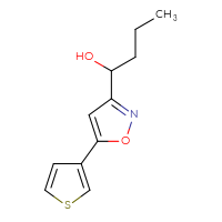Chemical structure of 1-[5-(thiophen-3-yl)-1,2-oxazol-3-yl]butan-1-ol - CSSB21246433291