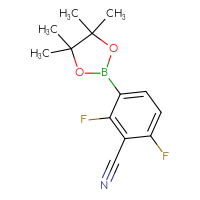 Chemical structure of 2,6-difluoro-3-(4,4,5,5-tetramethyl-1,3,2-dioxaborolan-2-yl)benzonitrile - CSSB00134766090