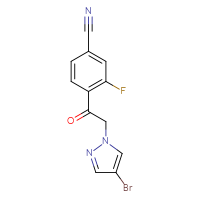 Chemical structure of 4-[2-(4-bromo-1H-pyrazol-1-yl)acetyl]-3-fluorobenzonitrile - CSSB21332094990