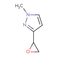 Chemical structure of 1-methyl-3-(oxiran-2-yl)-1H-pyrazole - CSSB00102960204