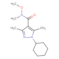 Chemical structure of 1-cyclohexyl-N-methoxy-N,3,5-trimethyl-1H-pyrazole-4-carboxamide - CSSB21151593704