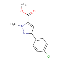 Chemical structure of methyl 3-(4-chlorophenyl)-1-methyl-1H-pyrazole-5-carboxylate - CSSB00020639370