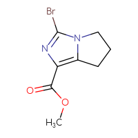 Chemical structure of methyl 3-bromo-5H,6H,7H-pyrrolo[1,2-c]imidazole-1-carboxylate - CSSB03551933590
